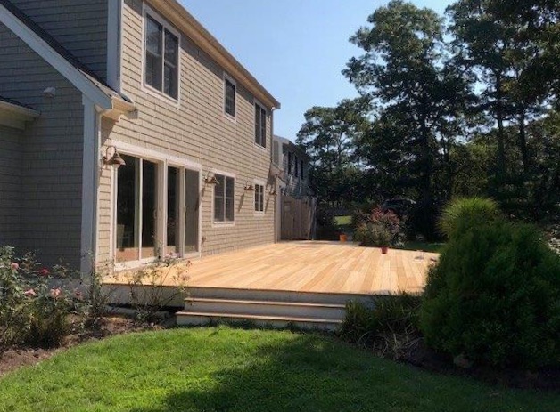Exterior of house with new deck built by Four Season Remodeling